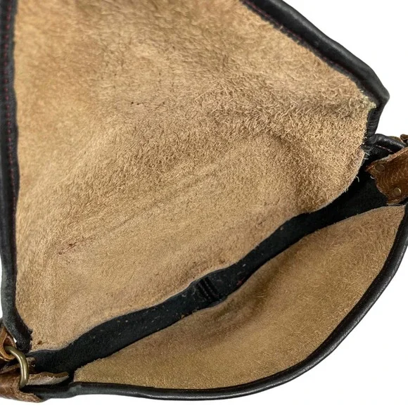 Artisan Tooled Leather Crossbody Bag Brown Butter Soft Utility Grunge Boho - Picture 5 of 5